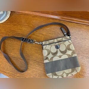 Coach Brown and Tan Crossbody with Signature Style